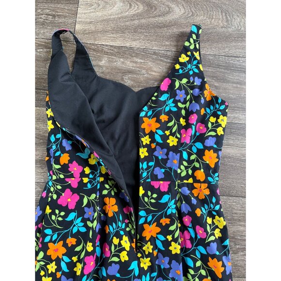 WOMENS FLORAL COLORFUL DRESS SIZE 4 LINEN SLEEVELESS CASUAL SPRING PARTY - Picture 5 of 8